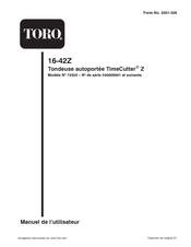 Toro TimeCutter Z 16-42Z Manuel De L'utilisateur