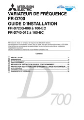 Mitsubishi Electric FR-D720S-070-EC Guide D'installation