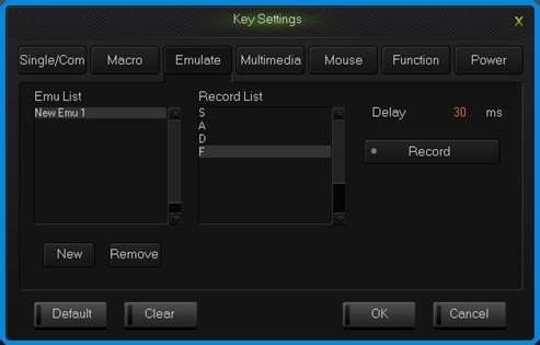 Interface de simulation de frappe de touche