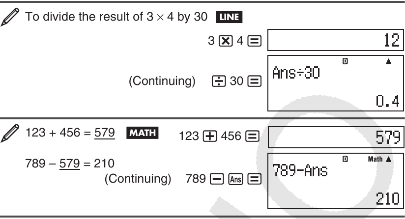 Calculs de base - Exemple 3 - M&eacute;moire de r&eacute;ponse