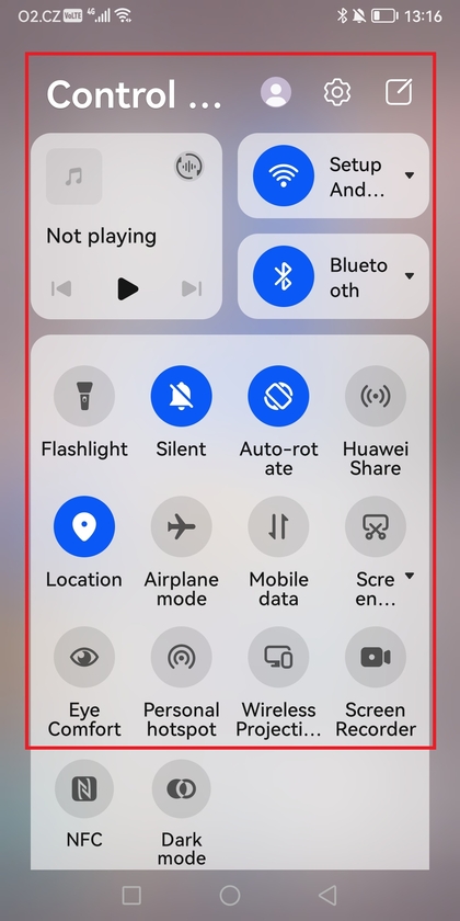 Panneau de configuration Android avec l'ic&ocirc;ne Bluetooth