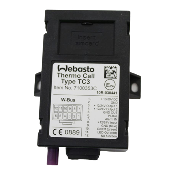 Webasto Thermo Call TC3 Notice D'utilisation