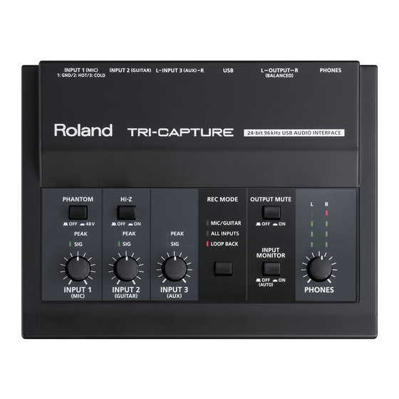 Roland TRI-CAPTURE Mode D'emploi