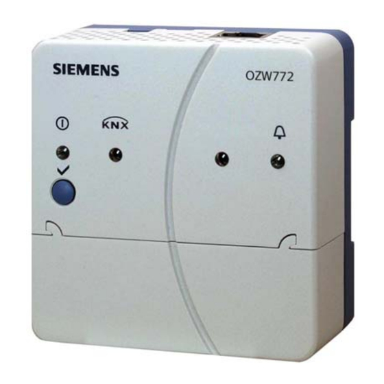 Siemens Synco OZW772 Serie Instructions De Mise En Service