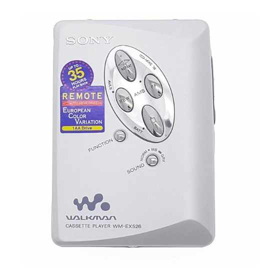 Sony Walkman WM-EX526 Mode D'emploi