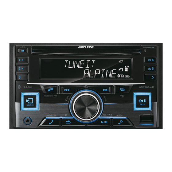 Alpine CDE-W296BT Guide De Référence Rapide