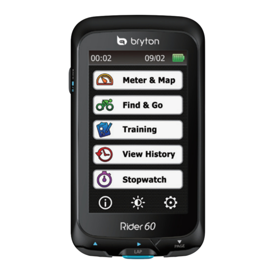 Bryton Rider 60 Guide De Démarrage Rapide