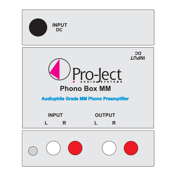 Pro-Ject Audio Systems Box Design Phono Box MM Notice D'utilisation