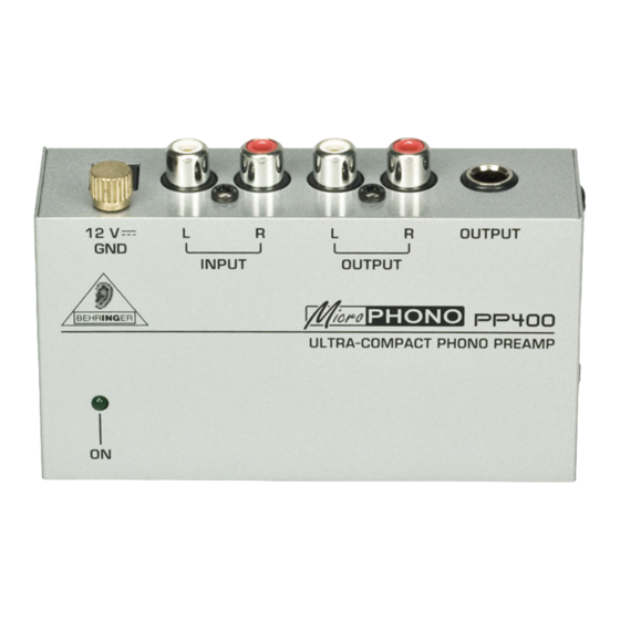 Behringer MICROPHONO PP400 Mode D'emploi