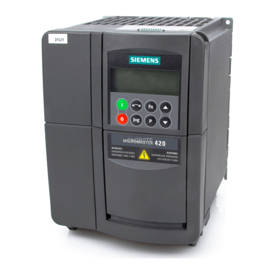 Siemens MICROMASTER 420 Mode D'emploi