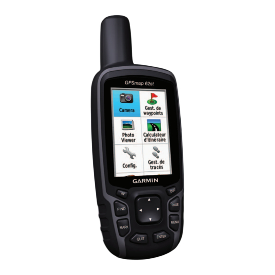 Garmin GPSMAP 62 Série Manuel De Demarrage Rapide