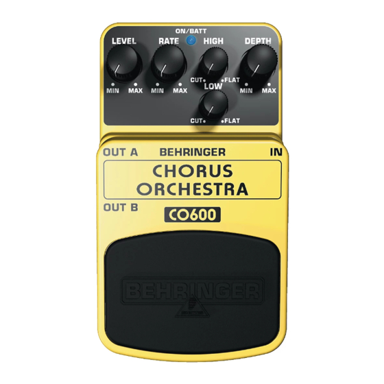 Behringer CHORUS ORCHESTRA CO600 Mode D'emploi