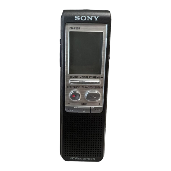 Sony IC Recorder ICD-P520 Mode D'emploi