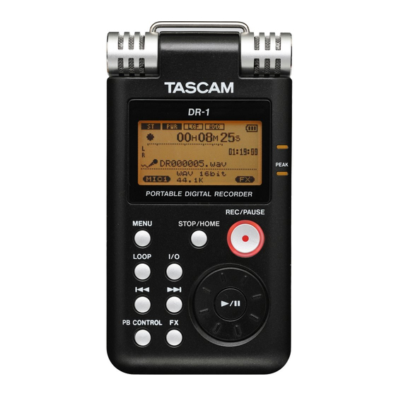 Tascam DR-1 Guide De Prise En Main