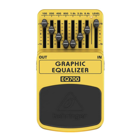 Behringer Graphic Equalizer EQ700 Guide Rapide