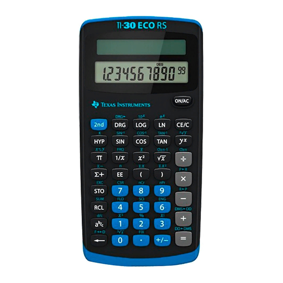 Texas Instruments Ti 30 Eco Rs Logarithmus TEXAS INSTRUMENTS TI-30 ECO RS MANUEL D'UTILISATION Télécharger le Pdf