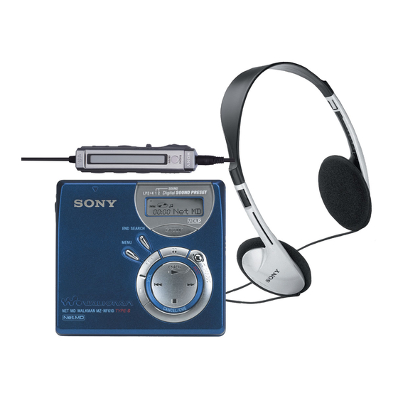 Sony WALKMAN MZ-NF610 Mode D'emploi