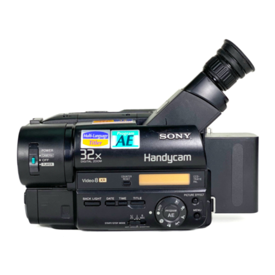 Sony Handycam video Hi8 XR CCD-TR840E Mode D'emploi