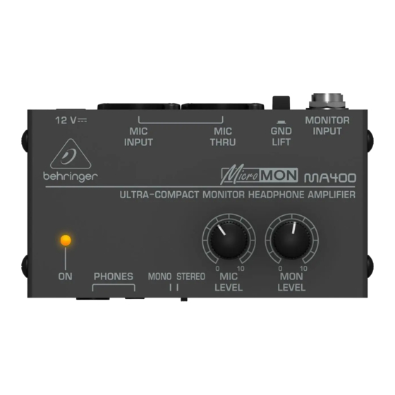 Behringer MICROMON MA400 Mode D'emploi