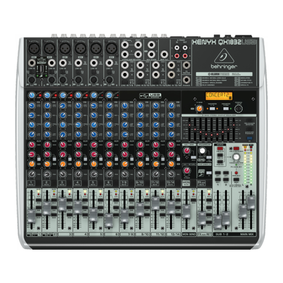 Behringer XENYX QX1832USB Guide Rapide