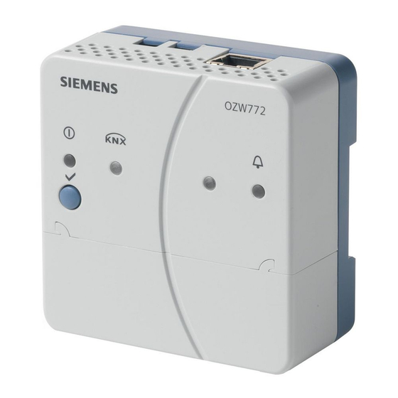 Siemens OZW772 Serie Instructions D'installation