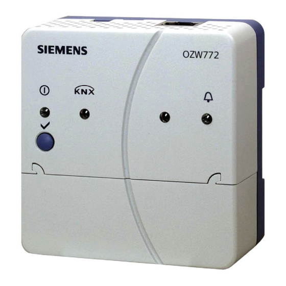 Siemens OZW772 Serie Instructions D'installation