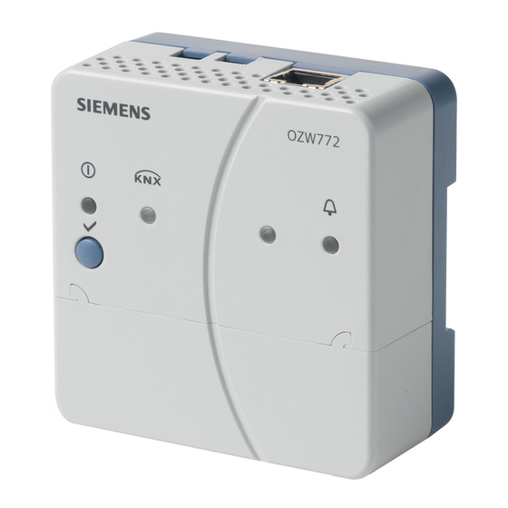 Siemens OZW772 Serie Instructions D'installation