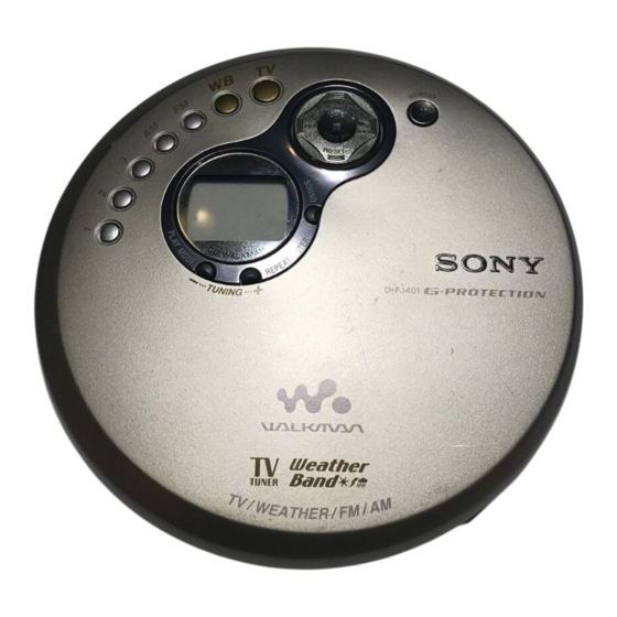 Sony Walkman D-FJ401 Mode D'emploi