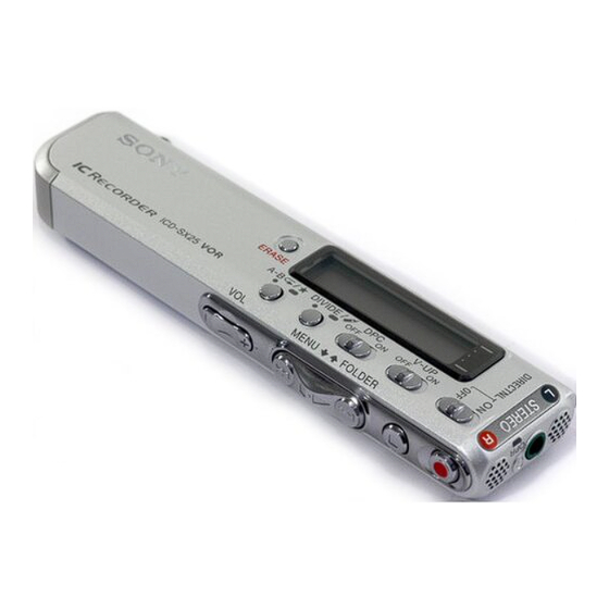 Sony IC Recorder ICD-SX20 Mode D'emploi