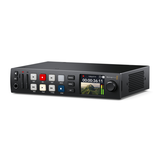 Blackmagic Design HyperDeck Manuel D'utilisation Et D'installation