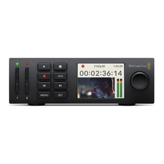 Blackmagic Design HyperDeck Manuel D'utilisation Et D'installation