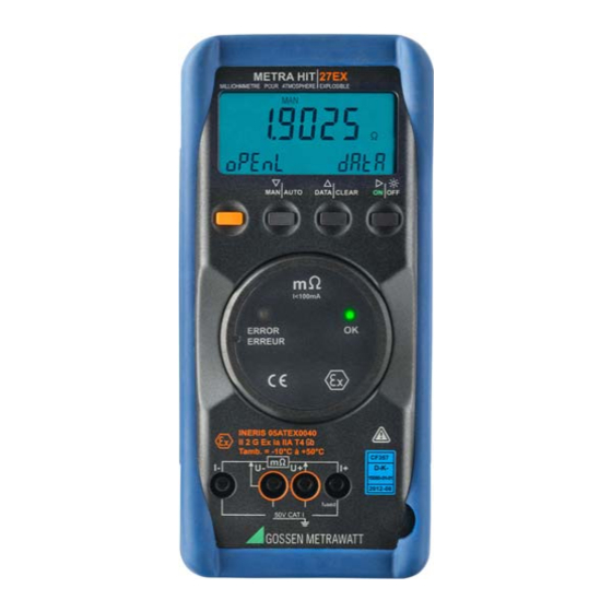 Gossen MetraWatt Metra Hit 27EX Mode D'emploi