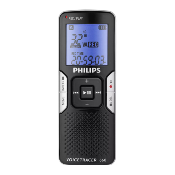 Philips Digital Voice Tracer LFH 660 Manuels