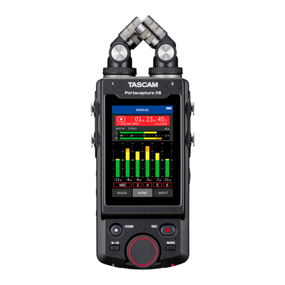 Tascam PortacaptureX8 Guide Rapide