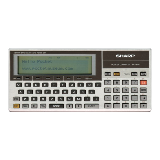 Sharp PC-1600 Mode D'emploi