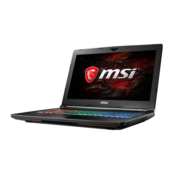 MSI GT62VR 7RE-278FR Manuel D'utilisation