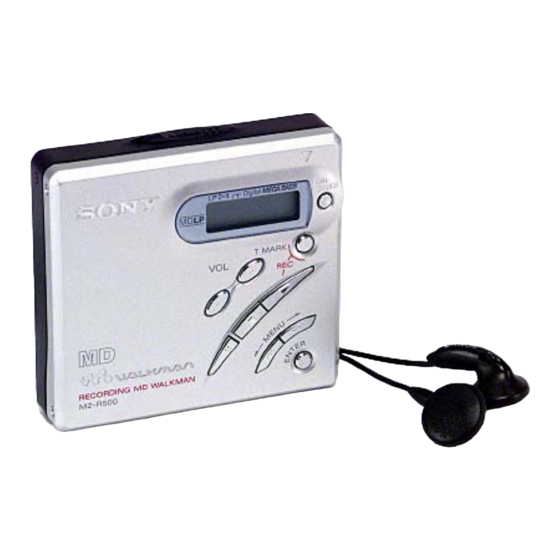 Sony Walkman MZ-R500S Mode D'emploi