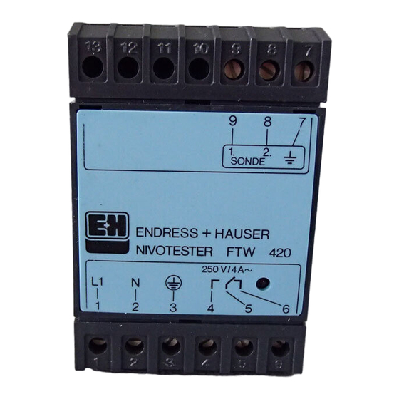Endress+Hauser nivotester FTW 420 Information Technique