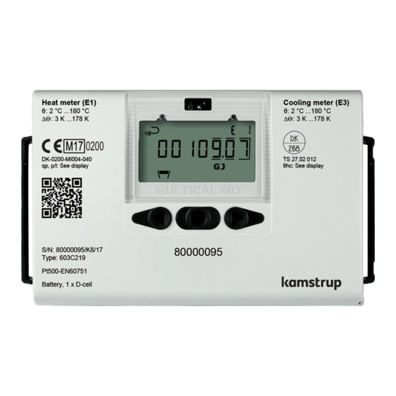 Kamstrup MULTICAL 603 Fiche Technique