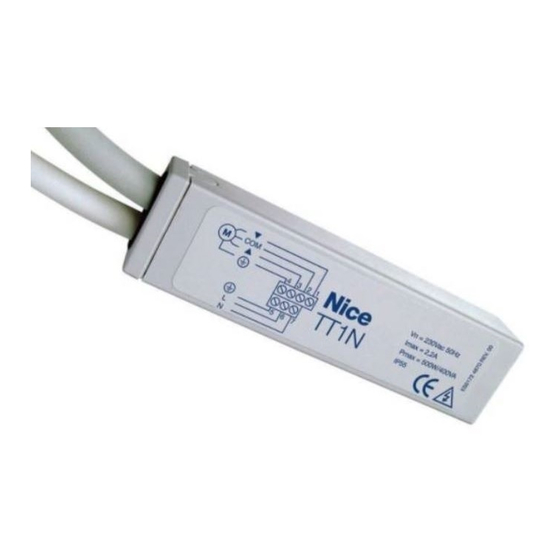 Nice mindy TT1N Instructions Et Recommandations Pour L'installateur