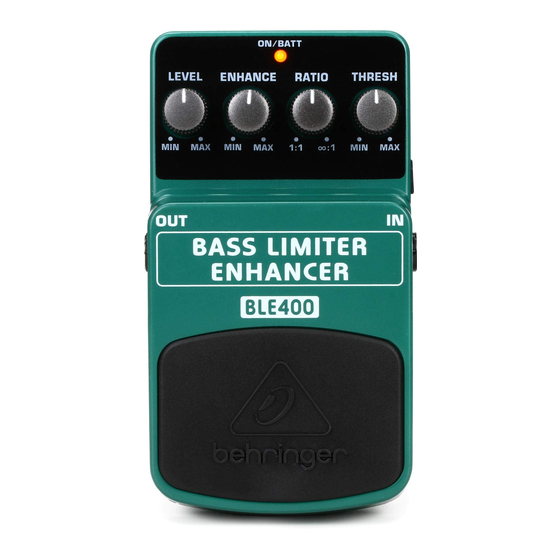 Behringer BASS LIMITER ENHANCER BLE400 Mode D'emploi
