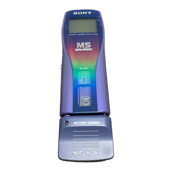 Sony MS Walkman NW-MS7 Mode D'emploi