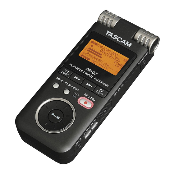 Tascam DR-07 Guide De Prise En Main