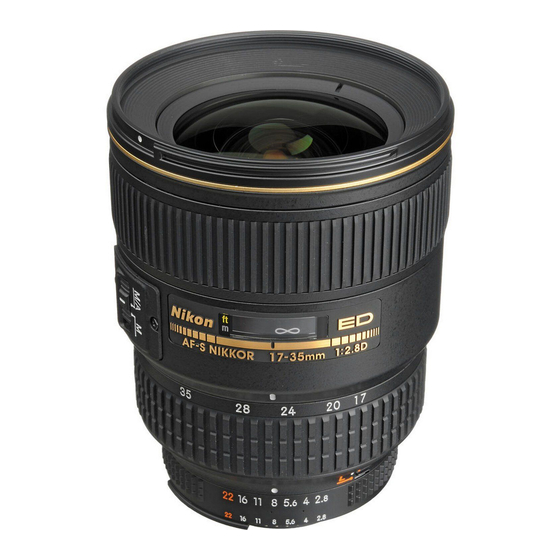 Nikon AF-S Zoom-Nikkor 17-35mm f/2.8D IF-ED Manuel D'utilisation