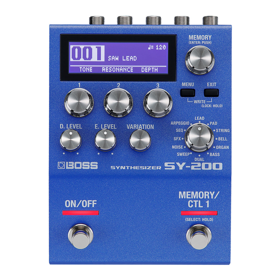 Boss Synthesizer SY-200 Mode D'emploi