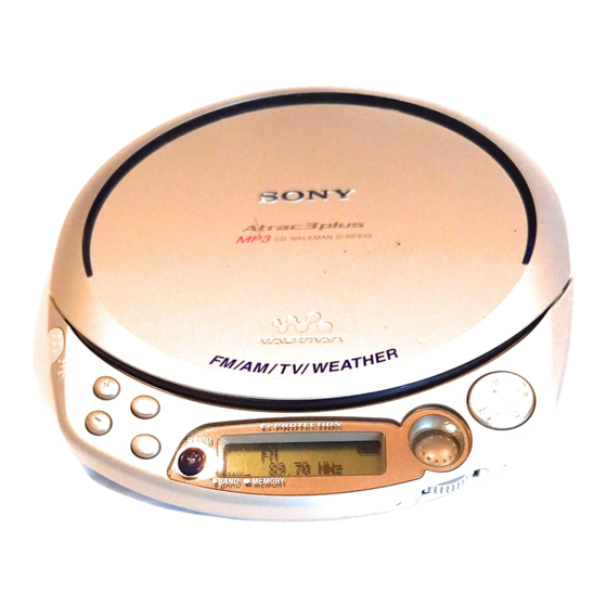Sony WALKMAN Atrac3plus D-NE510 Mode D'emploi