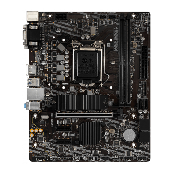 MSI B460M PRO Mode D'emploi