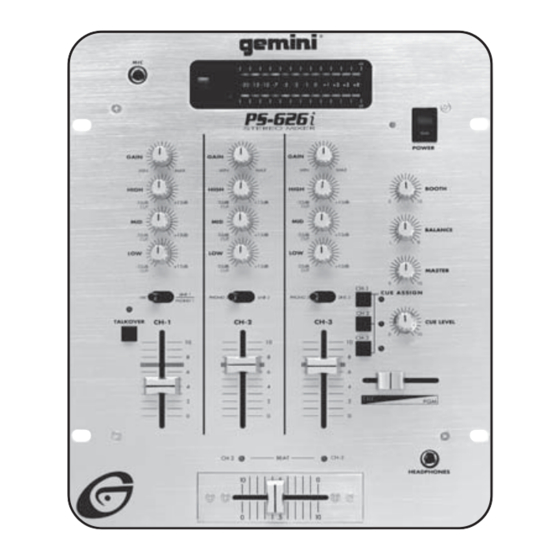 Gemini PS-626i Manuel D'instructions