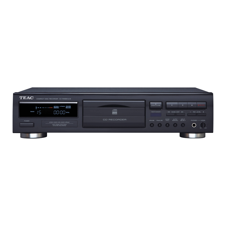 Teac CD-RW890 Guide Rapide