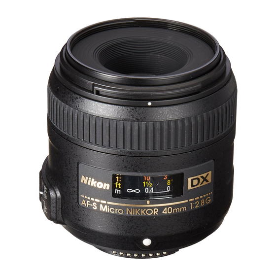 Nikon AF-S DX Micro NIKKOR 40mm f/2.8G Manuel D'utilisation